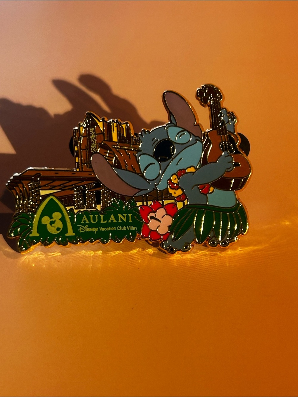 Aulani Disney Stitch Hula Enamel Pin - Blue